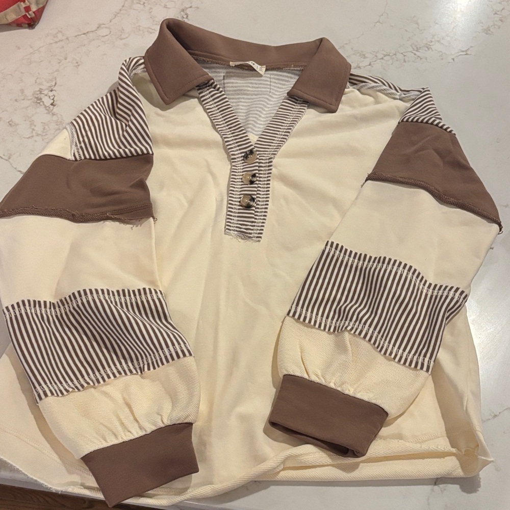 Women’s Cream and Brown Striped Shirt